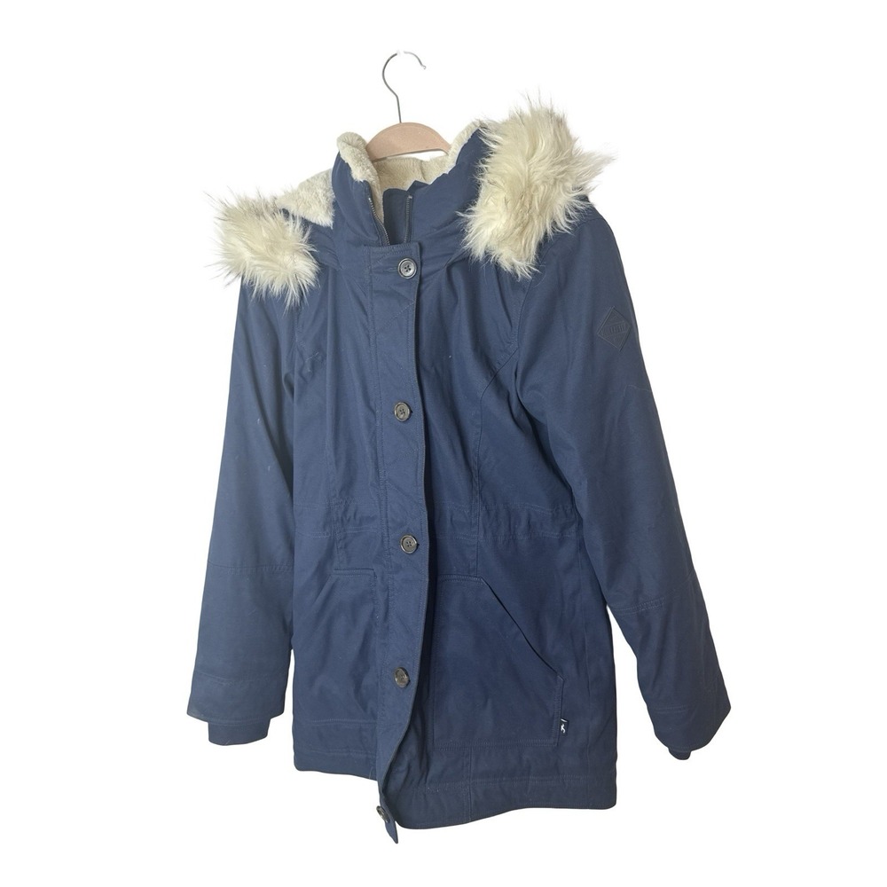 Hollister Heritage Collection Blue Parka Jacket Hood Faux Fur Sherpa Lined M